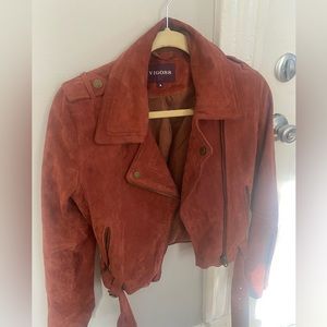 Blush suede moto jacket